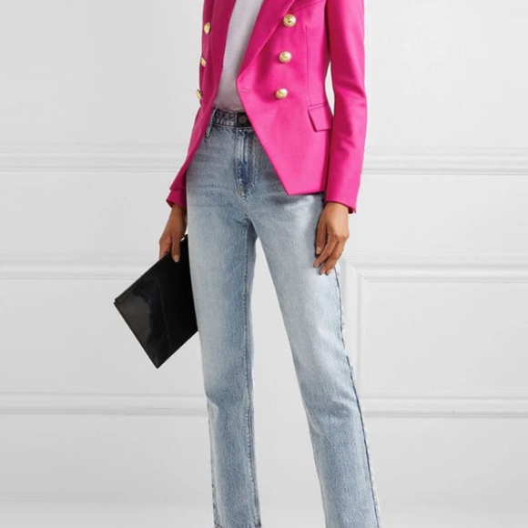 Fuchsia Long Sleeve Blazer With Gold Ornate Buttons - Picture 3 of 6